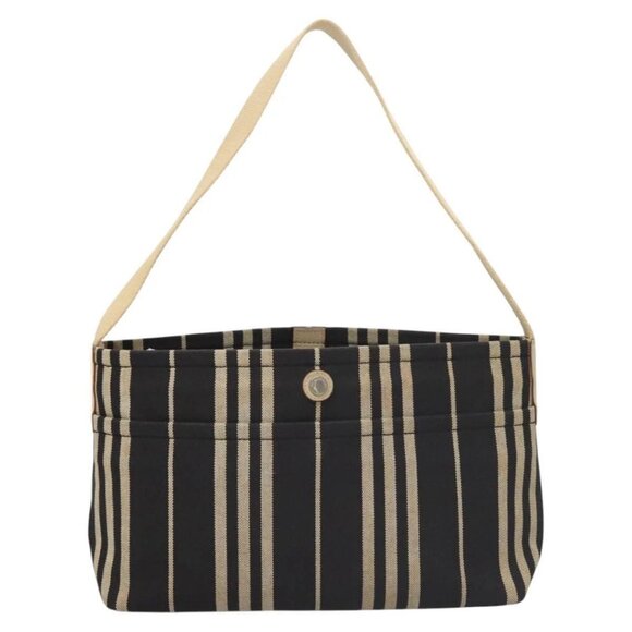 BURBERRY Shoulder Bag Canvas Navy Silver Auth ti2969 - Picture 1 of 16